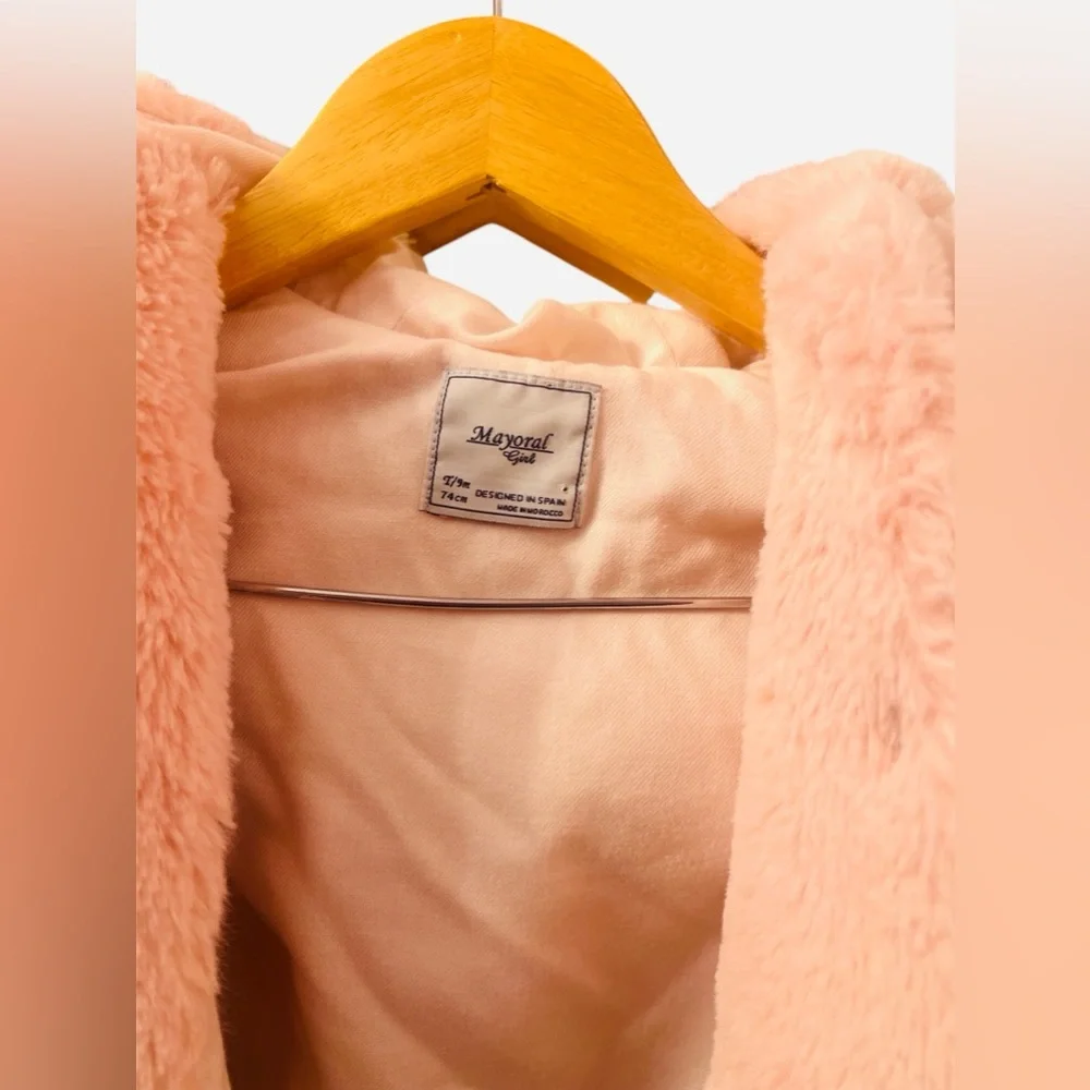 Mayoral faux fur hooded coat for baby girls - Picture 5 of 10